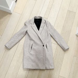 Zara Grey Wool like mid length coat size XS